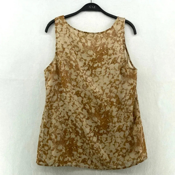 Gap Tank Top Women's M Brown Tie Dye Round Neck Relaxed Fit Sheer Lined Pullover - Picture 6 of 10